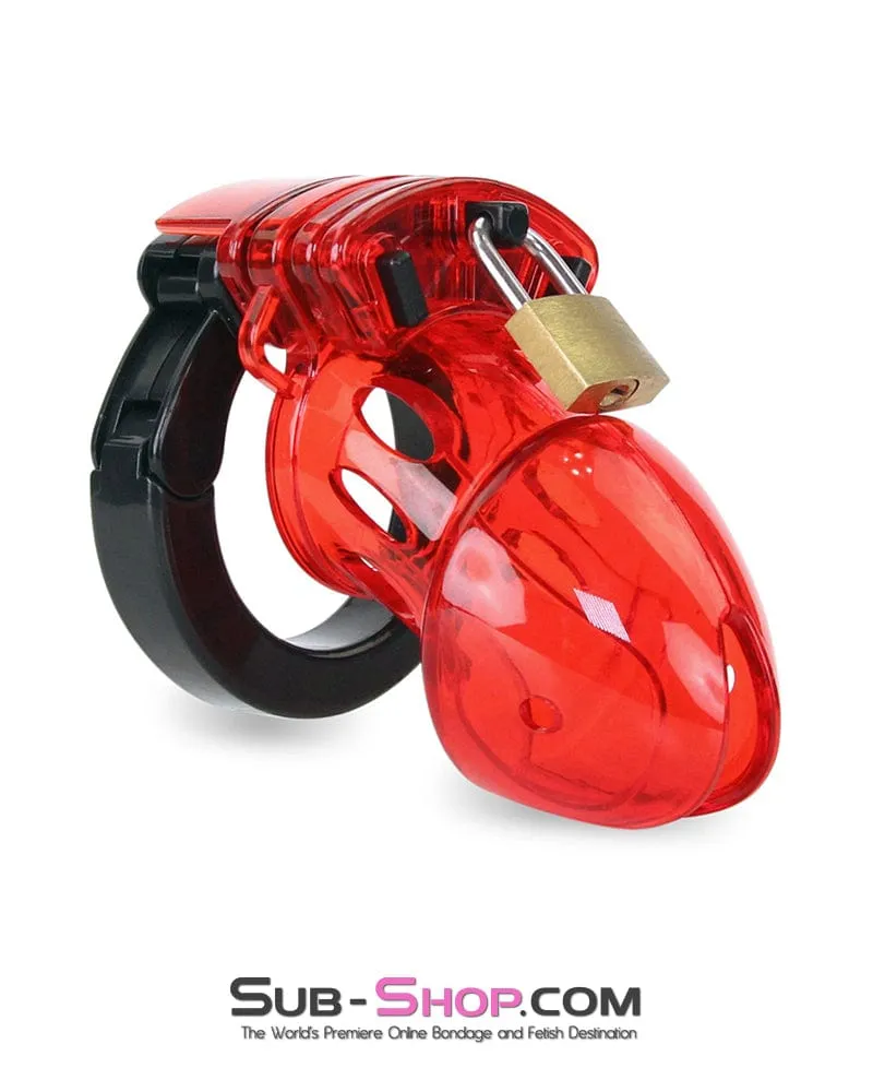 8911AX      Red Jacked Adjustable Locking Male Cock Cuff Chastity Device
